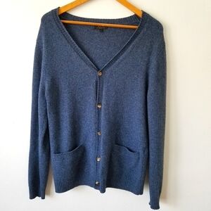 A.P.C 100% Merino Wool Classic V-Neck Button Front Cardigan Sweater Large